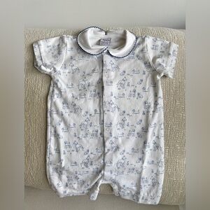 White and Blue Printed Kids Bodysuit